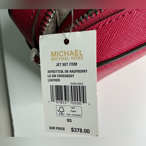 Michael Kors Jet Set Item Large Crossbody Dark Raspberry New With Tags $398 New - Picture 8 of 13